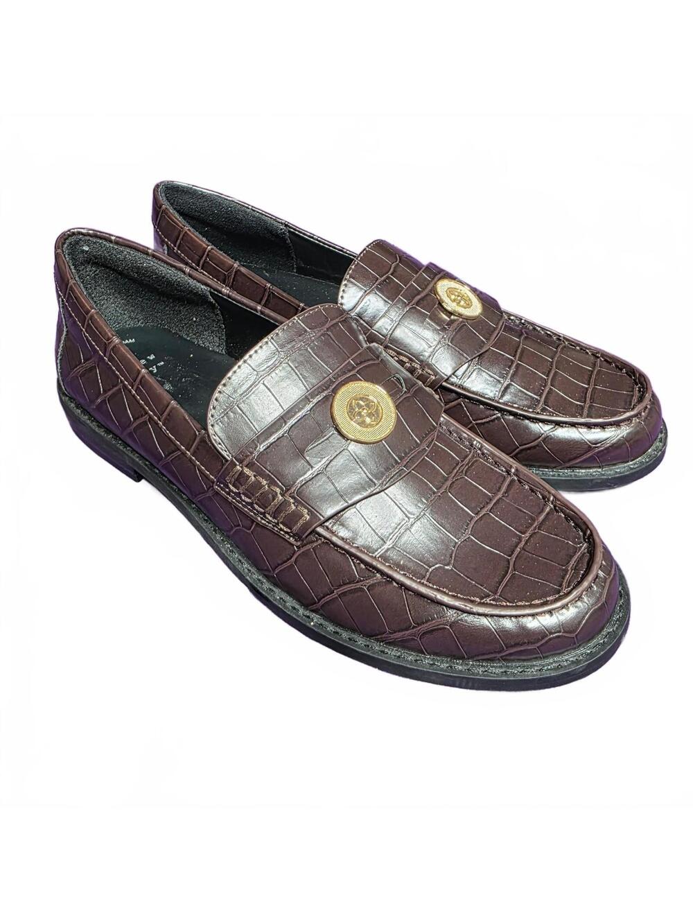 NWOT Wmn's 9.5 - A New Day brown croc embossed loafers